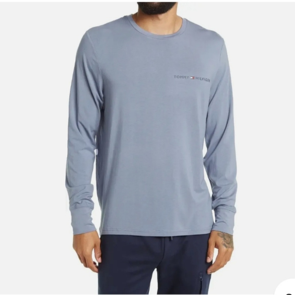 TOMMY HILFIGER Flex Long Sleeve Lounge Tee LG Luxe Viscose Cotton Blend BNWT SO